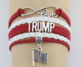 Trump 2020 Love Parp Bracelet American Flag Charm Bangle Letter Pu Leather Wrap polsbandjes voor feestjuwelencadeau KJJ576485521