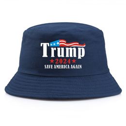 Trump 2024 Chapeau de seau Mode Unisexe Casquette de pêcheur d'été Chapeau de soleil de plage en coton pour l'élection générale présidentielle Nouvelle conception 10 couleurs