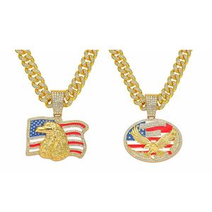 Trump 2024 CAMPAGNE Collier en alliage U.S.Leal Flag Eagle Diamond Pendant