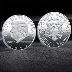 Trump 2024 pièce commémorative artisanat la tournée sauver l'amérique à nouveau insigne en métal or argent