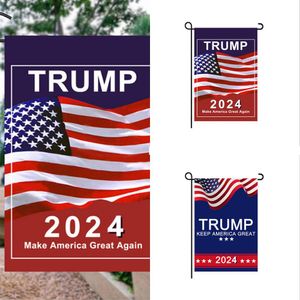 Trump 2024 Flag Make America Great Again Drapeaux américains républicains Anti Biden Never Americas Président Donald Funny Garden Campaign Banner 2 Couleurs