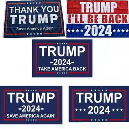 Trump 2024 Vlag U.S. Algemene verkiezingsbanner 2 Koperen Griemat neemt Amerika terug vlaggen Polyester Outdoor Indoor Decoratie JY6505