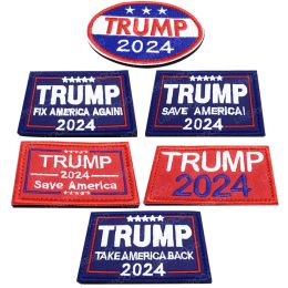 Trump 2024 Save Fix America à nouveau Take USA Back brodery Hook Loop Fattagers Patch Emblem Tactical Appliques pour sac à dos 0527