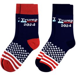 Trump 2024 Calcetines Party Favor Presidente MAGA Trump Carta Medias Rayas Estrellas Bandera de EE. UU. Calcetines deportivos