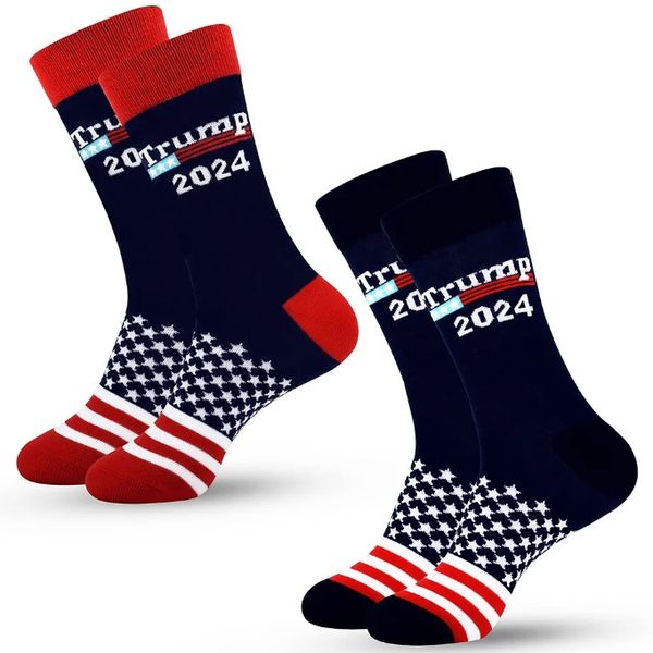 Trump 2024 chaussettes parti faveur président MAGA Trump lettre bas rayé étoiles drapeau américain chaussettes de Sport 0323