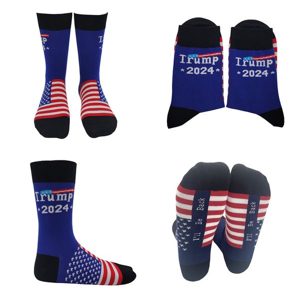 Trump 2024 chaussettes fournitures de fête élection américaine je serai de retour chaussettes drôles hommes et femmes bas en coton