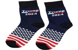 Trump 2024 Chaussettes US Flag Stars Stripes Cotton Stocking Stocking Stocking US Presidential élection Trump Teenagers Medium Hiphop Socks G94FODX6771121