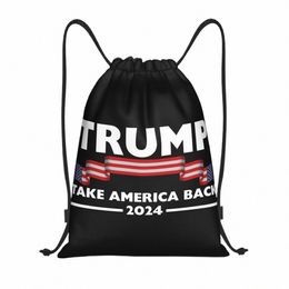Trump 2024 US America Back USA Sac à côtoiement Hommes Femmes pliables gymnase sportive Sackpack Training Backpacks P07D #
