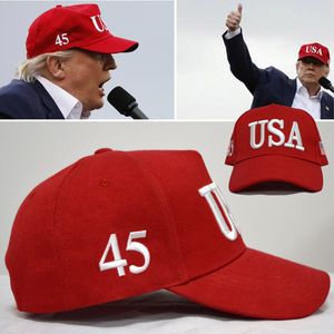 Trump 45 Red Hat American Election 3D Embroidery USA Baseball Cap 0417A