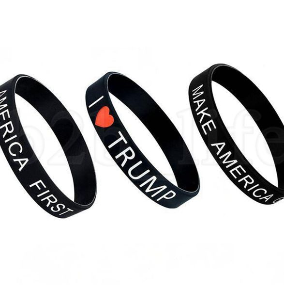 Trump Bracelets Silicone I Love Trump America First American American à nouveau Bracelets en caoutchouc Bijoux de mode Gift ljjk17662915656