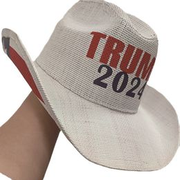 Trump Cowboy Hats Outdoor Sport Party Sunhat Mountaineering Retro Cowboy Hat Us President 2024 Campaign Caps