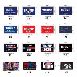 Élection Trump 2024 Gardez le drapeau America suspendre les grandes bannières Impression numérique Donald Trump Flag Biden ZZ