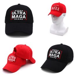 Casquette de Baseball Ultra Maga pour hommes et femmes, chapeaux brodés pour Fans de Trump, noir et rouge