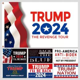 Drapeau Trump 2024, il sera de retour, faites compter à nouveau les votes, bannière électorale du président Trump, 3x5 pieds, 90x150cm, 1208