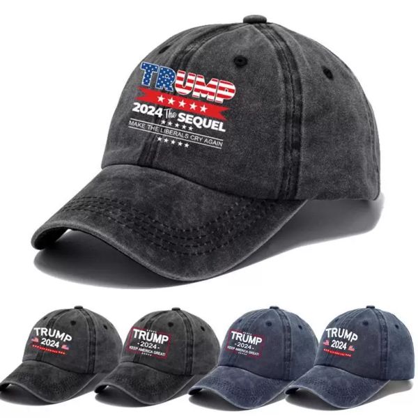 Trump Hat 2024 Los sombreros de fiesta de la gorra de béisbol de elecciones presidenciales de los EE. UU. Hacen que América vuelva a ser una gran gorra deportiva de algodón negro BES121
