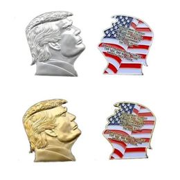 Badge en relief artisanal de pièce commémorative de médaille de tête de Trump