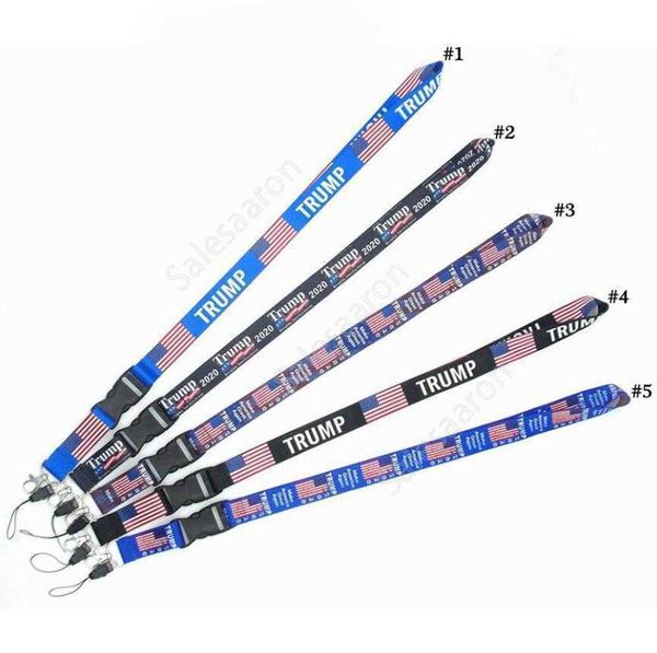 Trump Lanyards Llavero Bandera de EE. UU. Hacer que Estados Unidos vuelva a ser grande ID Badge Holder Llavero Correas para teléfono móvil Party Favor DHS32