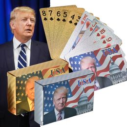 Trump Playing Cards Game Game imperméable Gold USA Pokers Party Favor