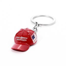 Trump Red Cap Keychain American Flag Maga Key Chain Car Accessories Metal 2024 Trump Keychains