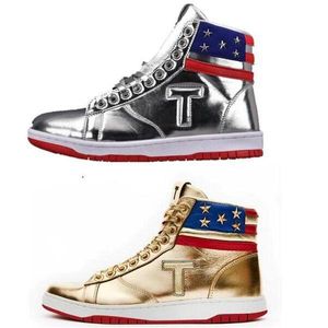 High Top Basketball Shoes para hombres Mujeres Trump Sleaker Gold Silver The Never Sivender 2024 Mujer Diseñador Atletic Skate Entrenadores Tamaño 5.5 - 12