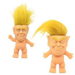 Trump Siliconen Troll Doll Creatieve Simulatie Handgemaakte Ornamenten Directe Grappige Creatieve Speelgoed Vinyl Action Cijfers Lange Haarpoppen Grappige Hand