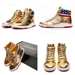 TRUMP SNEAKERS Trump Flag Trump Shoes Gold the Never Surrender Hoge tops 1 TS Gold Custom Outdoor Sneakers Comfort Sport Trendy Veterschoenen Feestschoenen