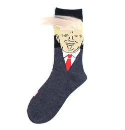 Trump Chaussettes Décor Drôle Hommes Élection Parodie Président Chaussette Avec 3D Faux Cheveux Équipage Coton Chaussettes Streetwear