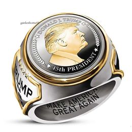 Trump standbeeld herdenkingsringen mannen munten high party supporter punk sieraden cadeau 0422