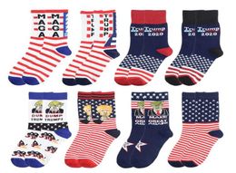 Trump Strocking President MAGA Trump Letters Calcetines deportivos Bandera estadounidense Calcetines casuales a rayas Calcetín de algodón de tacón alto personalizado 2187407