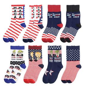 Trump Strocking President MAGA Trump Letters Calcetines deportivos Bandera estadounidense Rayas Calcetines casuales Calcetín de algodón de tacón alto personalizado LSK1119