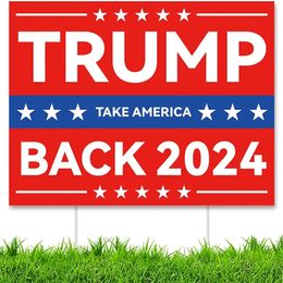 Trump Take America Back 2024 Yard Signs Donald Trump Lawn Signs 13,8"*9,9" Grappig Plastic Trump Sign Met Stakes Voor Outdoor Lawn Garden Yard Decorations