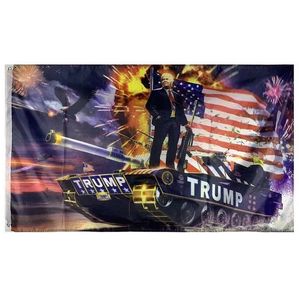 Trump Tank Flag 3x5 FT Banderas de publicidad al por mayor baratas con dos ojales a la izquierda, envío gratis