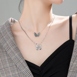 Trustdavis 925 Sterling Thai Argent Mode Insecte Papillon Pendentif Collier Pour Les Femmes De Noce Fine Bijoux Cadeau DA1299 Q0531