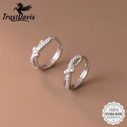 Trustdavis Real 925 Sterling Silver Fashion Knot CZ Boucles d'oreilles pour femmes Bridal Wedding Fine Jewelry 240408