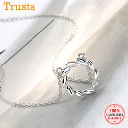 TrustDavis Real 925 Sterling Zilver Zoete Ronde Garland CZ Sleutelbeen Ketting Voor Vrouwen Bruiloft Valentijnsdag Sieraden DB421 Q0531