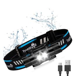 Trustfire H5R Led phare 18650 batterie USB phare rechargeable 600lm double tête lampes de poche lanterne pour camp de chasse de pêche 240325