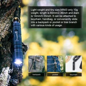 Trustfire Mini3 EDC LED Lampe de poche Keychian Mini Work Work Light 350 Lumens Wide Tension Design 1.2 V / 1,5 V / 3,7 V / 4.2 V Batterie AAA 10440