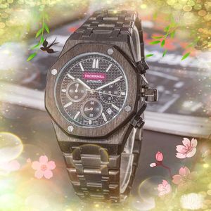 Trusty Automatique mouvement à quartz montres chronomètre hommes en acier inoxydable bande de caoutchouc étanche horloge mode bracelet Relogio Masculino Analog Casual Montre-Bracelet