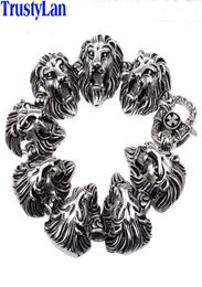 Trustylan Animal Lion Head Sieraden Accessoires Gothic Cool roestvrijstalen heren armbanden Balletten Rock Punk Bracelet Brazalet C1814223791