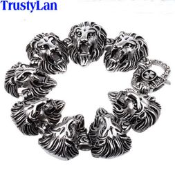 TrustyLan Animal tête de lion bijoux accessoires gothique Cool en acier inoxydable hommes Bracelets bracelets Rock Punk Bracelet Brazalet C1814672203
