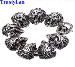 TrustyLan Animal tête de lion bijoux accessoires gothique Cool en acier inoxydable hommes Bracelets bracelets Rock Punk Bracelet Brazalet C1811660444