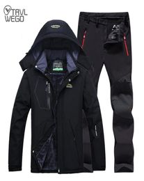 TRVLWEGO Mannen Winter Waterdichte Vissen Kleding Warm Wandelen Vissen Kleding Outdoor Camping Jassen Set Broek4171127