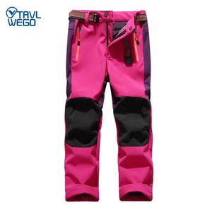 Skiënbroek TRVLWEGO Ski Wandelen Camping Kind Waterdicht Ademend Winter Fleece Soft Shell Dikke Sneeuw Kinderbroek