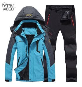 TRVLWEGO Winterskipak Dames Winddicht Waterdicht Snowboardjas Broek Outdoor Super Warm 2 in 1 Thermische Fleece Sneeuwjas 20123642719