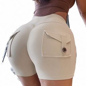 Probeer TO BN Vrouwen Sportshorts Zakken Gym Sexy Hoge Taille Workout Push Up Booty Scrunch Biker Shorts Broek Fitn Fietsbroek u39M #