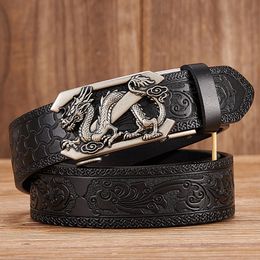 ts 35cm mode eming rétro mâle pour hommes Business Cow Hide Geothine Leather ceinture de dragon de dragon