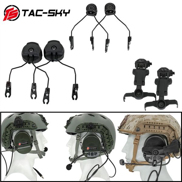 TS TAC-SKY Compatible con auriculares MSA Sordin para cascos de pista de arco Airsoft Hunting Sport Tactical Helmet Adaptador Soporte de arco
