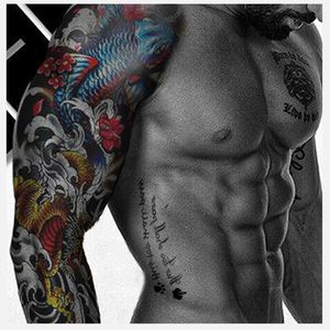 TS006 pegatinas de tatuaje temporal de tamaño completo grande 17x48 a prueba de agua para arte corporal desnudo tatuaje manga del brazo diseño 3d