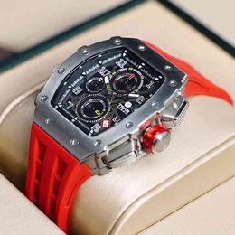 Tsar Bomba Horloge voor Mannen Luxe Merk Quartz Tonneau Horloge 50m Waterdicht Saffier Klok Chronograaf Mode Heren