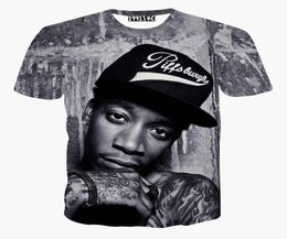 tshirt mode menwomen039s harajuku tshirt print karakter Wiz Khalifa Hip Hop t-shirt zanger rock punk tshirt zomer tops2122822